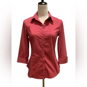 New York & Company 7th Avenue Women's Red Button-Up Shirt Size S